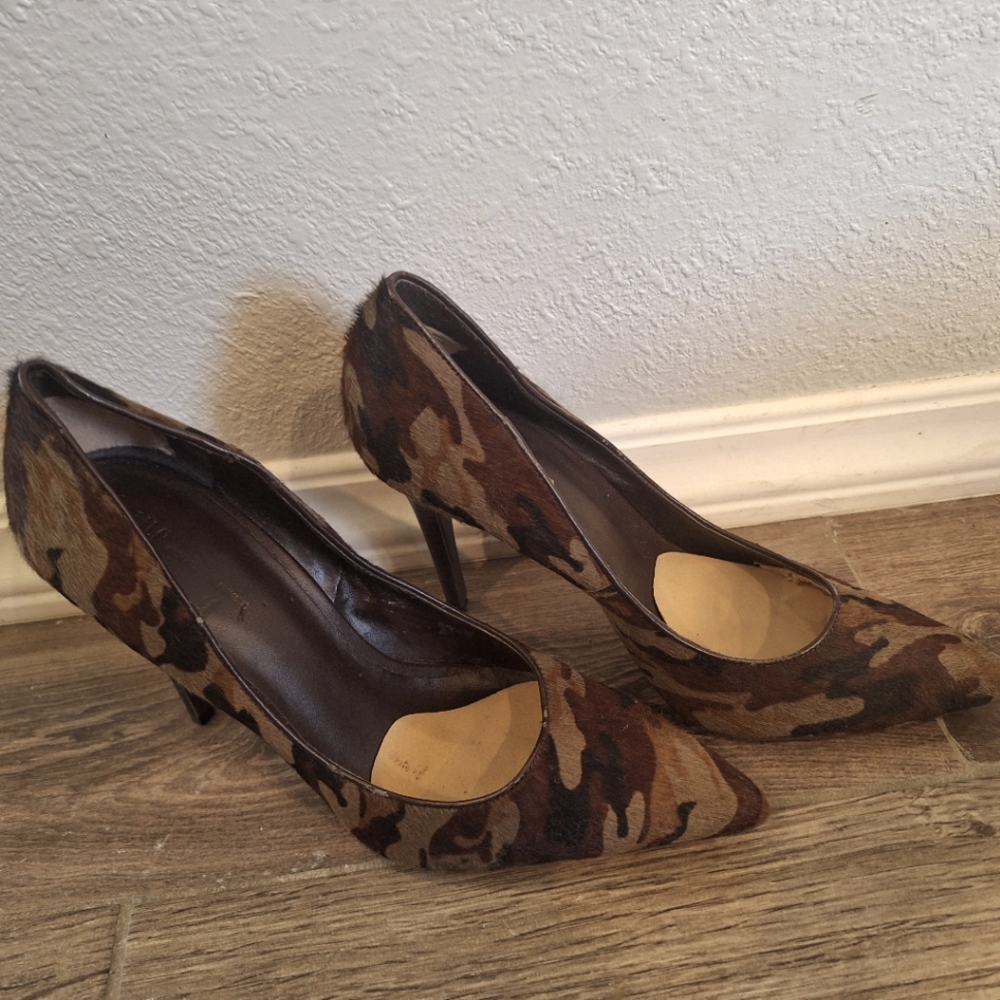 INC International Camo Fur Like Heels